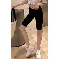Quần legging thun màu đen trơn ngang gối size lớn