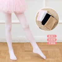 Quần legging trẻ em nhung mỏng mùa xuân hè, tất nhảy múa trắng chống nhăn cho trẻ em