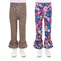 Quần legging xu hướng châu Âu và Mỹ, quần em bé in hoa da báo, quần loe thông thường