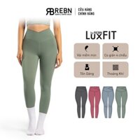 Quần leggings eo chữ V thể thao tập gym yoga lưng cao REBN  vải LuxFit cao cấp - Reborn Contour Leggings Lily Pad