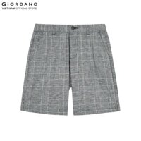 Quần Linen Shorts Nam Lưng Thun Nút Cài Giordano 01101207 - 40-Đen sọc trắng - S