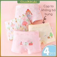 Quần lót bé gái cạp to [COMBO 4 CHIẾC] kháng khuẩn mềm mại co giãn 4 chiều - Quần chíp đùi bé gái