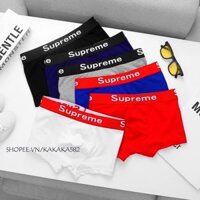 Quần lót boxer Sịp xì đùi nam Supreme đẹp chất liệu cotton 4 chiều cao cấp thoáng khí co giãn tốt, full tem nhãn bao bì