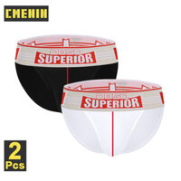 Quần lót cotton nam màu đen trắng thoải mái phong cách Ins 2 món ((2) BS844-BW