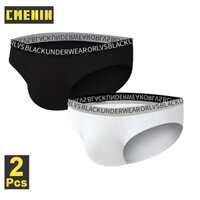 Quần lót cotton nam màu đen trắng thoải mái phong cách Ins 2 món (2) OR6103-BW