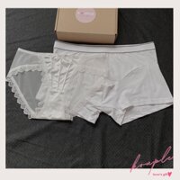 Quần lót đôi KOUPLE , quần lót nam nữ đơn giản chất liệu cotton co giãn, quần lót nữ có nơ màu trắng