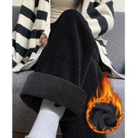 Quần lót lông nữ thu đông, quần ống suông lưng cao chất nhung siêu dày thể thao phong cách Hàn Quốc mã C01