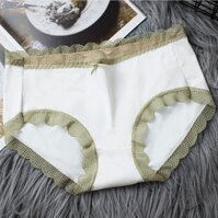 Quần lót lụa băng kháng khuẩn viền ren - Trắng