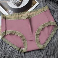 Quần lót lụa băng kháng khuẩn viền ren - Tím gạch