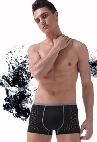 Quần lót lưới boxer nam lỗ thoáng quần sịp lưới vải thoáng mát - Đen - XL