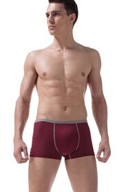 Quần lót lưới boxer nam lỗ thoáng quần sịp lưới vải thoáng mát - Đỏ - XL