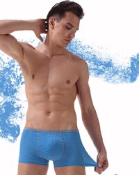Quần lót lưới boxer nam lỗ thoáng quần sịp lưới vải thoáng mát - Xanh - XL