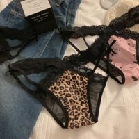 Quần lót lưới ren in họa tiết báo động vật tối màu cho phụ nữ, đáy chéo rỗng, dây đeo mỏng, quần lót tam giác Pure Desire shengji.vn 3.3