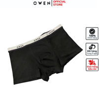 Quần lót nam đùi OWEN QLB242503 sịp xì boxer cao cấp màu đen cạp xám chip xịn vải cotton spandex siêu co giãn thấm hút t