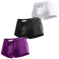 Quần Lót Nam Màu Trơn Giữa Eo Kháng Khuẩn plus Kích Thước Co Giãn Quần Đùi Boxer Thường Ngày