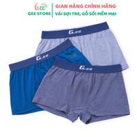 Quần lót Nam màu Xanh Xám, Hộp 3 quần sịp đùi nam vải sợi tre, sỗ sồi mềm mại, thấm hút thoáng mát