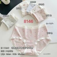 Quần Lót Nữ Cotton cạp cao phối viền ren họa tiết tim dễ thương