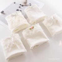 Quần lót nữ cotton giữa eo viền ren trắng thuần, quần lót tam giác cotton, quần lót cotton cho bé gái BS003