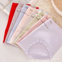 Quần lót nữ cotton nguyên chất mùa hè mỏng, quần lót nữ giữa eo, không đường may, thoáng khí, có nơ thời trang