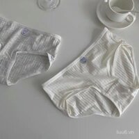 Quần lót nữ dễ thương hình thỏ đơn giản màu đen trắng xám, cotton nguyên chất, viền gân, cạp giữa, quần lót tam giác toàn cotton cho bé gái