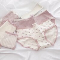 Quần lót nữ hình trái tim tím khoai môn, cotton nguyên chất, thoáng khí, cạp giữa, quần lót tam giác, bán buôn quần lót kích thước lớn