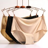 Quần lót nữ không đường may bằng lụa lạnh, một mảnh, thoáng khí, thoải mái, cạp giữa, đồ lót sexy, quần lót nữ