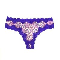 Quần lót nữ lọt khe lụa phối ren victoria's secret xanh dương hoa văn ( TH1022 )