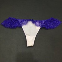 Quần lót nữ lọt khe lụa phối ren victoria's secret trắng viền xanh ( 10572 )