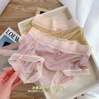 Quần lót nữ Mido đan kiểu Nhật, viền ren, không đường may, lụa băng, đáy quần modal, cạp giữa