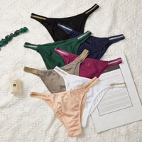 Quần lót nữ sexy không đường may nâng mông bằng lụa băng, cotton, giữa eo, quyến rũ châu Âu và Mỹ