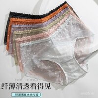 Quần lót nữ sexy ren lưới nâng hông cotton kháng khuẩn thoáng khí eo giữa kích thước lớn