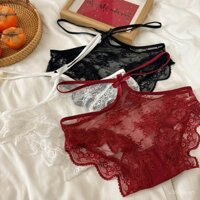 Quần lót ren đỏ năm mới cho phụ nữ, eo thấp, sexy, thoáng khí, thoải mái, đáy bằng cotton nguyên chất, bán buôn