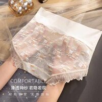 quần lót ren nữ cao cấp đồ lót nữ cao cấp Quần lót nữ thu gọn eo cao thêu ren thoáng khí 100% cotton đáy quần mỏng lụa băng không đường may