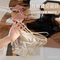 Quần lót ren sexy cho nữ phong cách Pure Desire, cotton nguyên chất, thoáng khí, thoải mái, lưới mỏng, dây đeo thấp, quần lót tam giác cho nữ