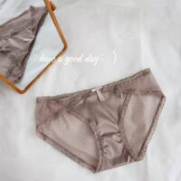 Quần lót satin giữa eo cho nữ, trong suốt, sexy, thoải mái, cotton nguyên chất, ren