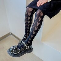 Quần lót trẻ em bé gái quần đáy siêu mỏng lưới tình yêu lớn quần tất đen trắng thoáng khí cho bé gái 2503J17