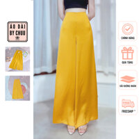 Quần lụa áo dài nữ, quần lụa vàng có lưng chun CHUU