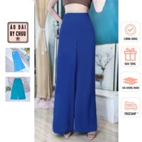 Quần lụa áo dài nữ, quần lụa xanh dương có lưng chun dài 104cm CHUU