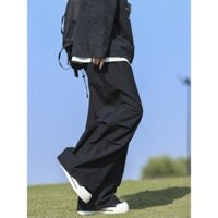 Quần lụa băng mùa hè, quần ngoài trời, quần rộng rãi cho nam, thương hiệu thời trang Ins, phong cách chức năng, quần thẳng lính dù Mỹ