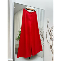 Quần lụa mặc áo dài màu đỏ tươi ống loe rộng 35, dài 105cm chất lụa satin mềm mịn, rũ form ôm ống loe