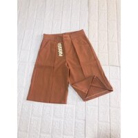 Quần lửng nữ ống rộng mặc nhà DOLOXI vải tuyết mưa cao cấp Q144 - NÂU,S