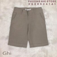 Quần Lửng Ống Suông Linen Màu Xanh Ghi