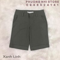 Quần Lửng Ống Suông Linen Màu Xanh Lính