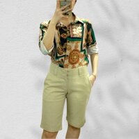 Quần Lửng Ống Suông Linen Màu Kem Vàng Nhạt