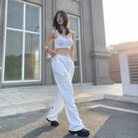 Quần lưng thun ống rộng túi hộp màu trắng - Angel Candy Pants