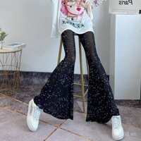 Quần lưới dài đến sàn thời trang cho phụ nữ, mùa hè mỏng, trong suốt, co giãn, eo cao, ôm sát, đen bóng, quần dài thoải mái