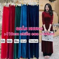 Quần mặc áo dài Nhung cách tân nữ truyền thống 110cm CHAANG may sẵn QAD14 quần màu đỏ đen vàng dự tiệc cưới lễ tết đẹp