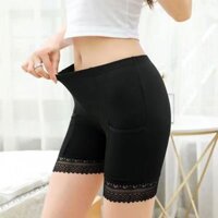 Quần mặc váy có túi chất cotton thun siêu mát 8607 - Màu đen