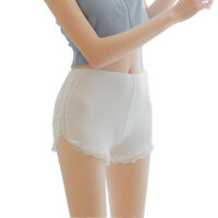 Quần mặc váy cotton gân tăm viền ren thông hơi thoáng khí - Trắng