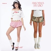 Quần mini short bí Freckles' Club | Quần short bí thô lưng thấp gingham - quần chun thun bí